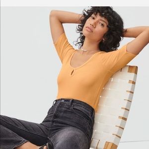 Everlane Orange Scoop Neck Ribbed Tee